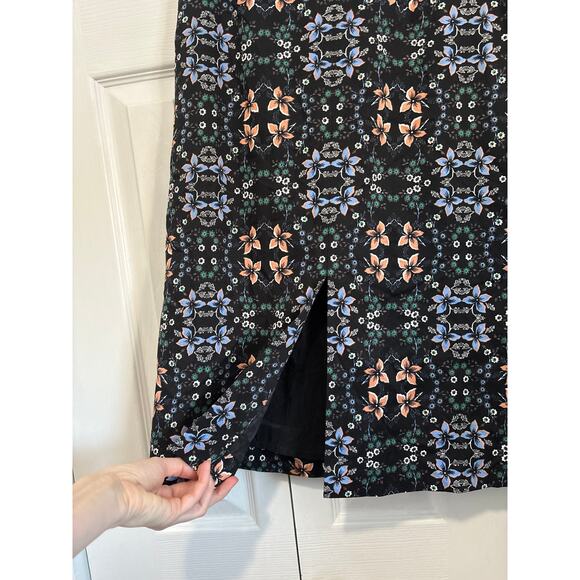 J.Crew Black Mirrored Floral Pencil Midi Skirt Career Office Dark Floral Size 4 - Picture 7 of 10